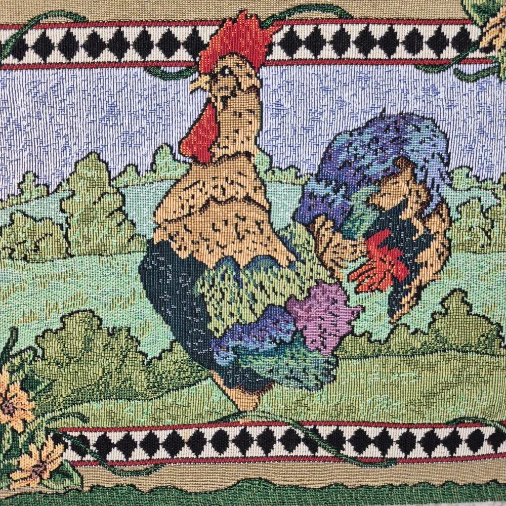 Tapestry Tassel Rooster Table Runner & 4 Placemats